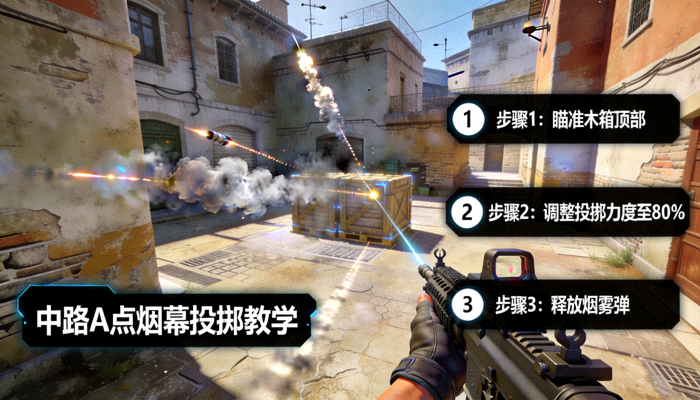 CSGO职业赛事投掷物烟幕点位3D高清教学演示画面