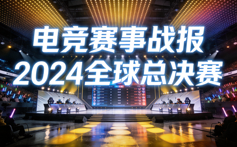 电竞赛事比赛战报现场灯光与舞台全景画面