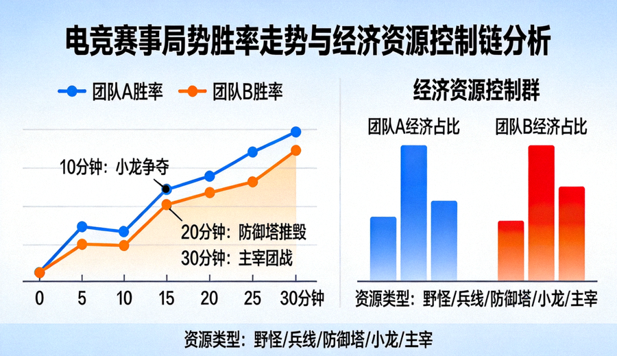 电竞赛事局势胜率走势与经济资源控制链分析图表
