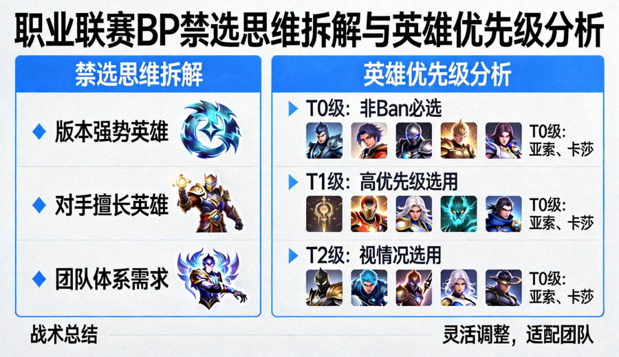 职业联赛BP禁选思维拆解与英雄优先级分析画面